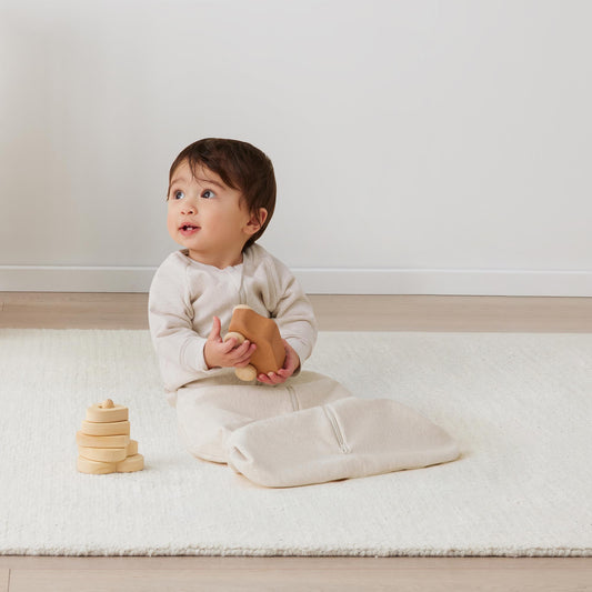 Jersey Sleeping Bag Sleeved 2.5 Tog, Oatmeal Marle- 3-12 months